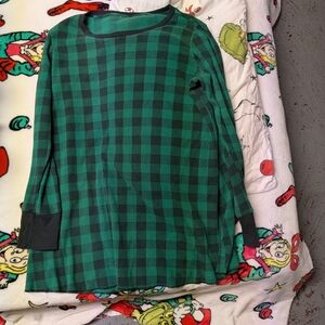 Green Plaid Long Sleeve Top
